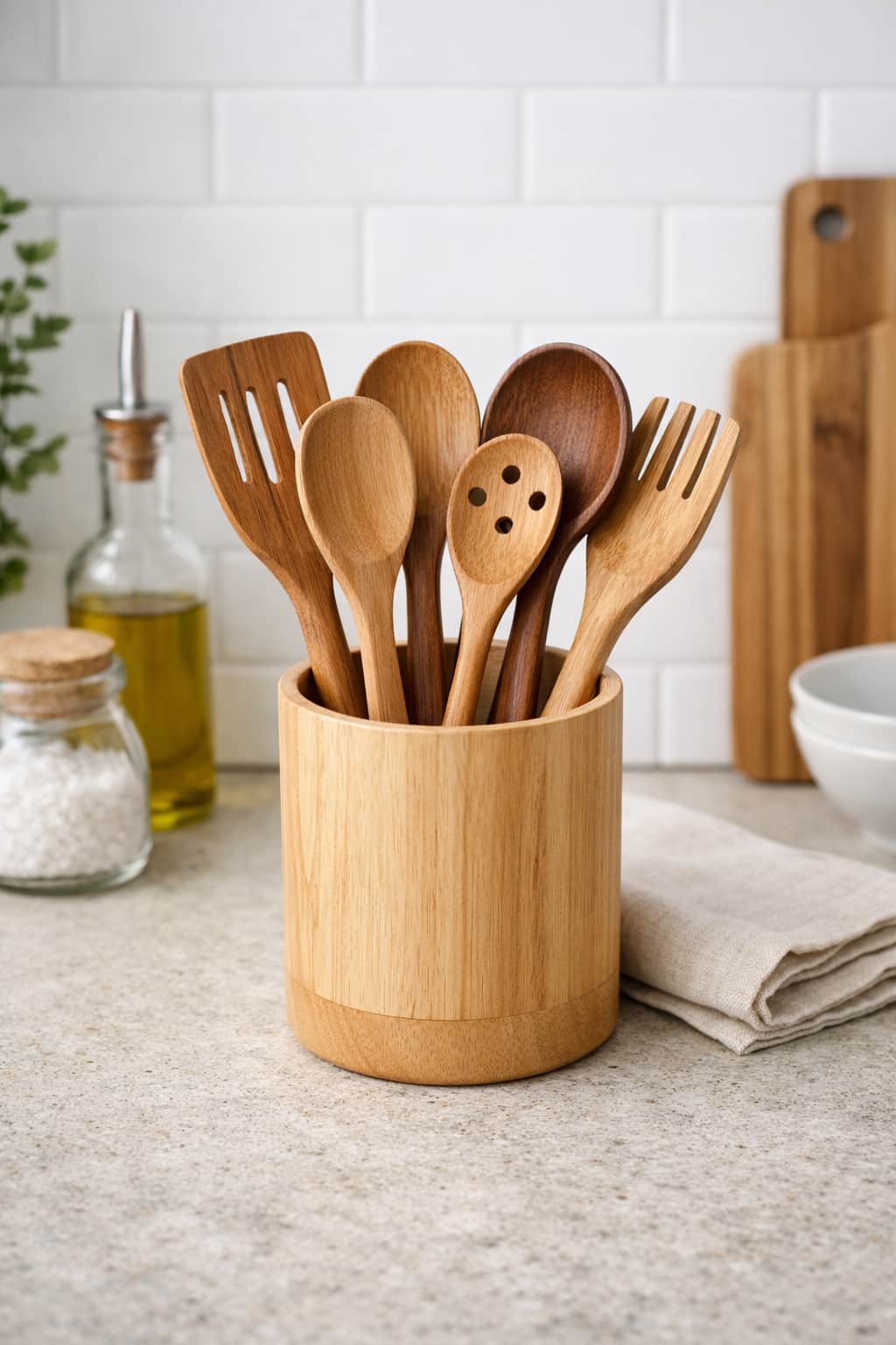 Wooden kitchen tools set